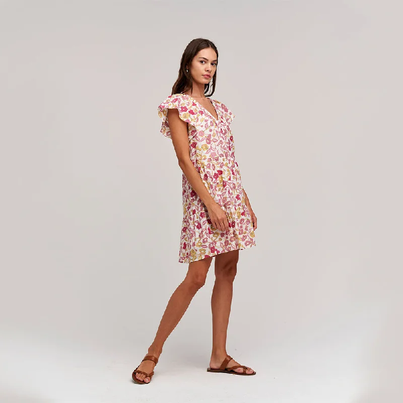 Printed Cotton Cambrio Dress (Blush)