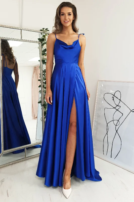 Anna Cowl Neckline Gown | Royal Blue