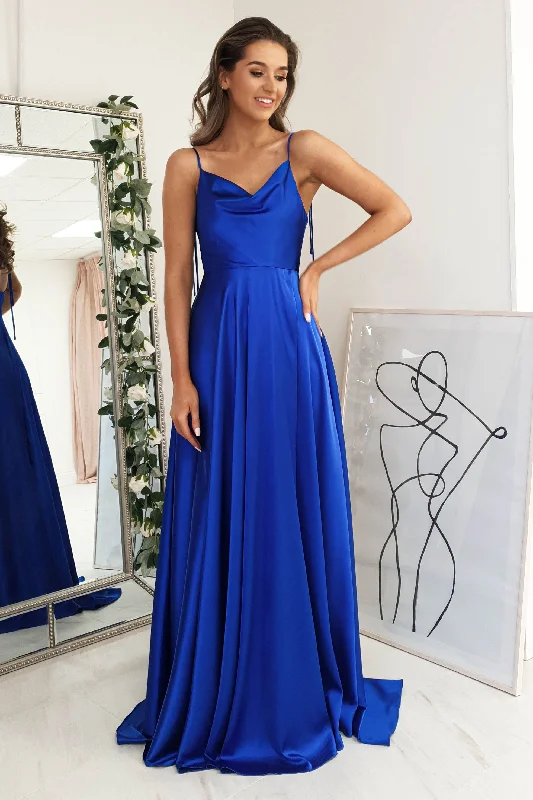 Anna Cowl Neckline Gown | Royal Blue