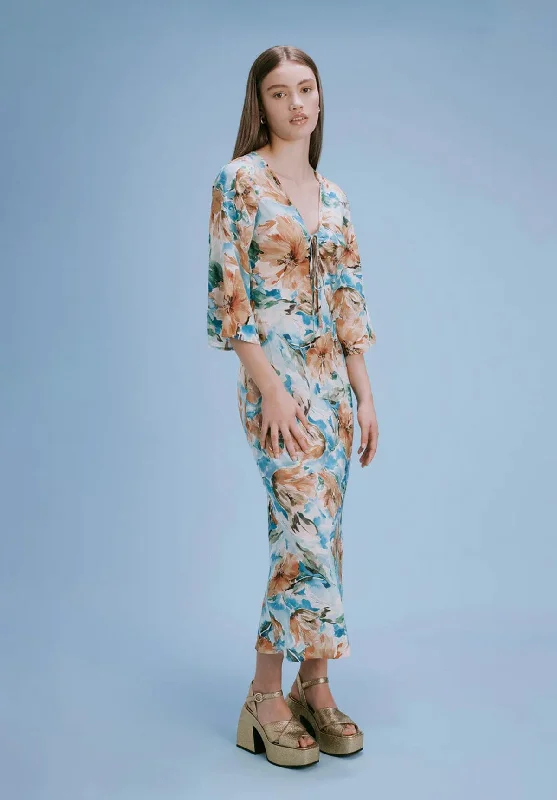 August Silk Midi Dress - Wilted Floral