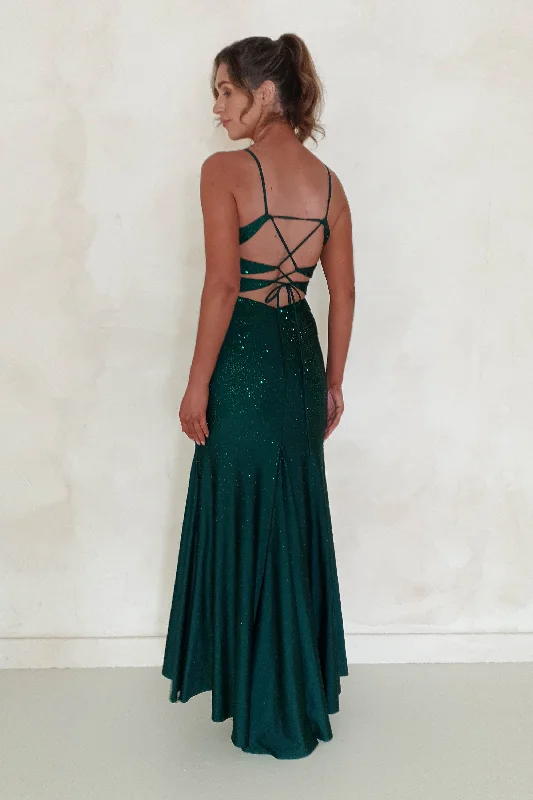 Jennifer Diamante Bodycon Gown | Dark Green