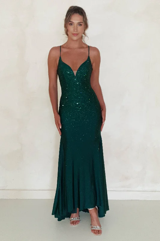 Jennifer Diamante Bodycon Gown | Dark Green