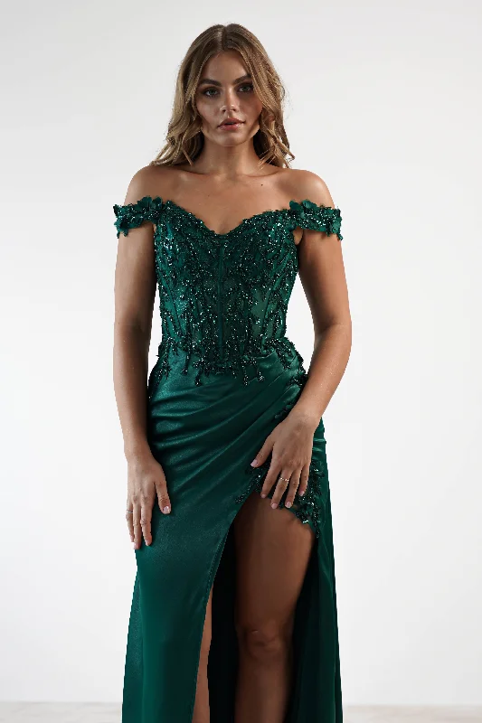 Khacy Embellished Gown | Emerald