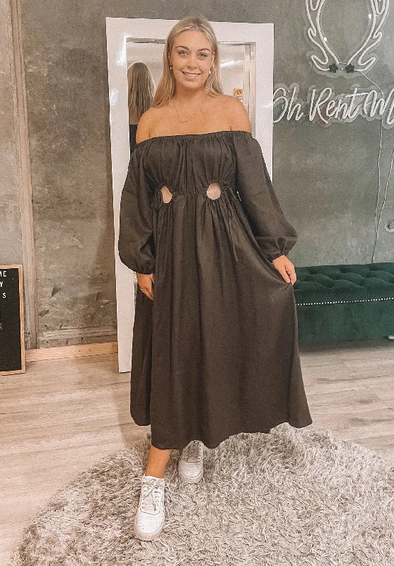 Manon Dark Chocolate Linen Midi